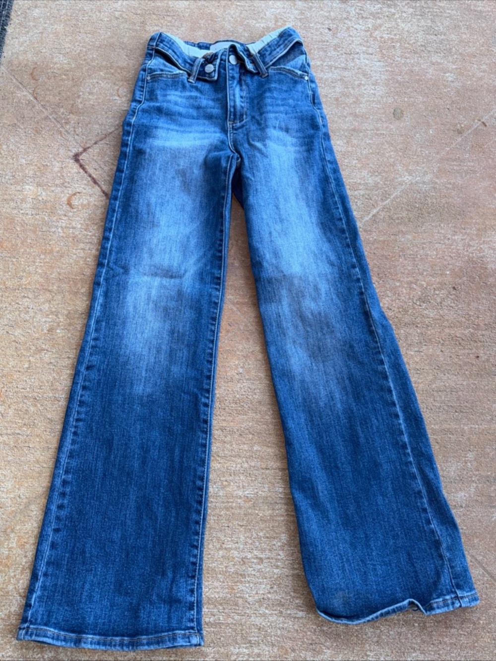 Risen Jeans Jane Mid-Rise Faux Fold Over Straight Leg Jeans 1/25 RDP5314 Denim *